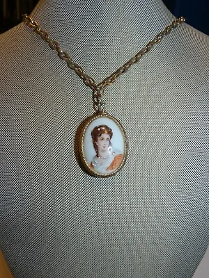 Vintage Endura Pendant Watch/Enamel Woman Figural Gold Tone-NOT WORKING • $24.99