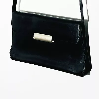 Vintage Mandarina Duck Black Leather Crossbody Bag Silver Hardware • $57