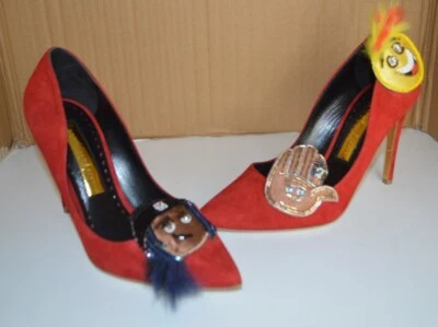 £59.99 • Buy RUPERT SANDERSON Red Malory Suede Smiles Pumps Heels Patches New 37 UK 4 