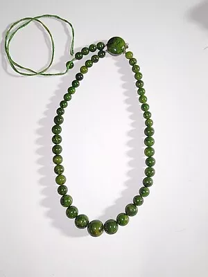 Vintage Marbled Spinach Green Bakelite Graduated Bead Necklace Repair Or Repurpo • $70