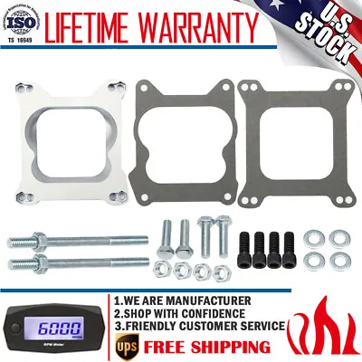 Carburetor Adapter Kit 4bbl Square Plate Spread Bore 4-Bolt 2 Barrel To 4 Barrel • $22.99