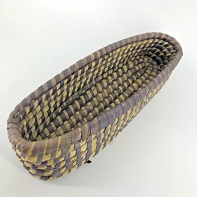 Vintage Hand Woven Sweetgrass Basket Breadstick Breadbasket Catchall Boho • $20.40