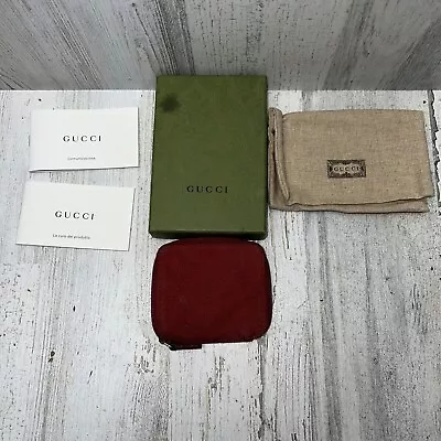 Vintage Gucci Women's Navy Canvas/leather Tiny Kisslock Wallet- In Box • $85