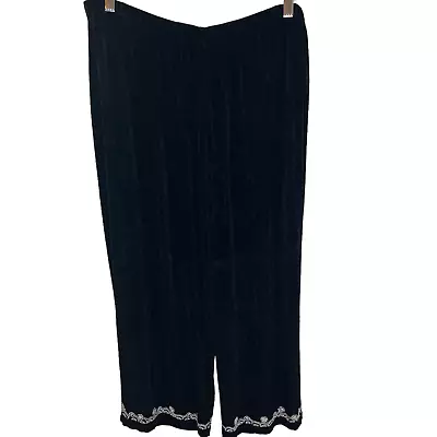 Vikki Vi Woman Black Slinky Pants With Embroidery Size 2X • $40