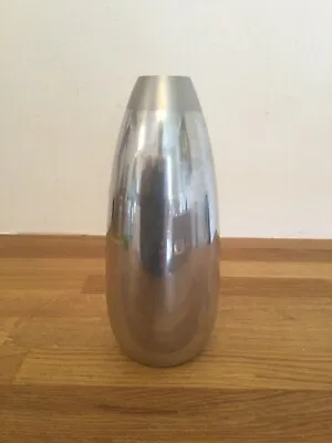 £18 • Buy Satin/Gloss Chrome Aluminium Silver Coloured Vase 8” Tall
