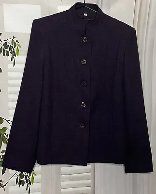 Vintage Purple Mandarin Collar Formal Button Jacket Size 10 By Style EWM • £13.97