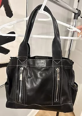 Michael Kors Weston Black Leather Shoulder Bag Satchel Handbag Tassel • $49.95