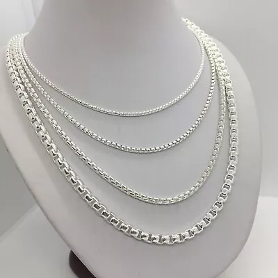 Round Box Chains 925 Sterling Silver Solid Chains 2mm-5mm Men's Women's Necklace • $47.99