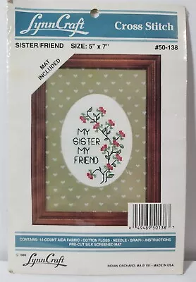 VINTAGE Cross Stitch Kit By LynnCraft My Sister My Friend 50 138 NOS HTF 1989 • $6.45