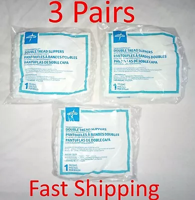 3 Pair Double Sided Medline Essentials Lt Blue Large Non Skid Slipper Socks • $10.45