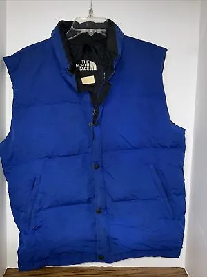 Vintage The North Face Down Black Label Puffer Vest Large Blue • $69.99