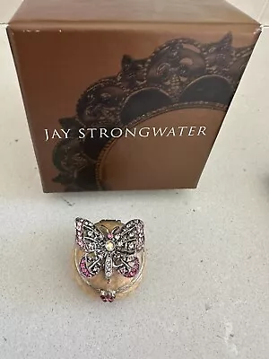 Jay Strongwater Enamel Swarovski Crystal Pink Butterfly Mini Pill Trinket Box • $59.99
