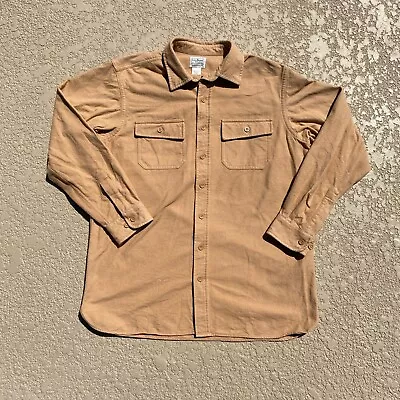 LL Bean Mens Size  Large Tall Rugged Heavy Duty Chamois Cloth Shirt-Tan • $25