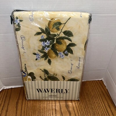 Waverly LA FRUTTA LEMON Tablecloth 70” X 90” Oval.  NEW IN PACKAGE!! • £47.59