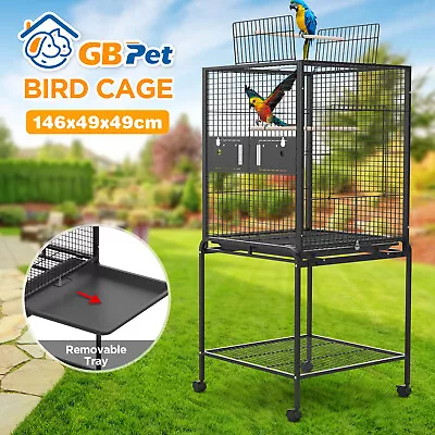 146CM Large Bird Cage 2 Perches Aviary Parrot Budgie Finch Canary Wheels W/Brake • $89.89