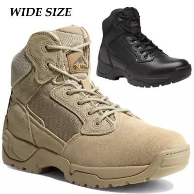 Men's Military Tactical Boots Combat Ankle High Hiking Boots US WIDE SIZE • $47.99