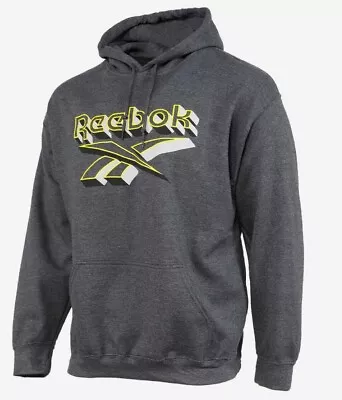 Reebok Men's Stacked Vector Super Soft Pullover Hoodie Size L Gray And Yellow • $19.99