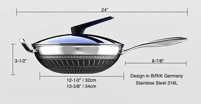 Honeycomb German Design Non-Stick Wok Scratch-Resistant Stainless Steel 316L • $79.99