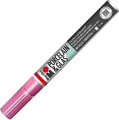 Marabu Porcelain/Glas Painter Marker Pen 1-2mm Metallic Pink • £6.57