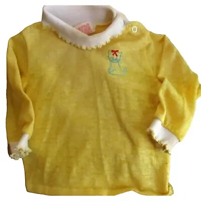 12M 1T BOYS/GIRLS Vintage 1970's SHIRT CREEPY CAT HEATHER YELLOW ULTRA THIN TOP • $20.70