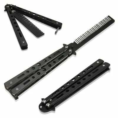 Black Balisong Metal Comb Practice Butterfly Trainer Antirust Training Dull NEW • $16.01
