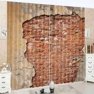 $211.57 • Buy Brick Red Broken Wall 3D Curtain Blockout Photo Printing Curtains Drape Fabric