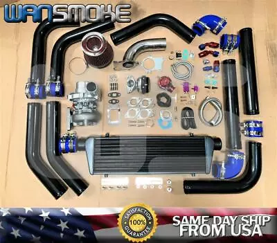 T3/t4 Turbo Charger Kit 25psi Universal Pipe+wastegate+intercooler+bov Blue • $559.99