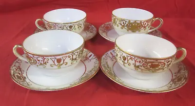 Set Of 4 Vintage Noritake Hand Painted Christmas Ball Tea Cup & Matching Saucer • $49.99