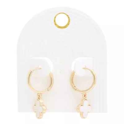New Gold & White Moroccan Shape Hoop Earrings • $11.50