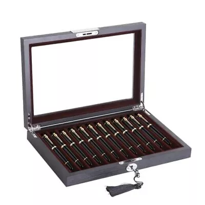 Wood Pen Display Box Luxury Fountain Pen Collector 12 Slot Pen Storage 1 Layer • $77.48