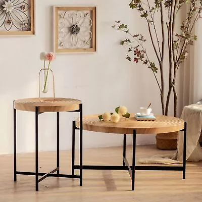 Modern Thread Design Round Coffee Table (Set Of 2 Pcs ) • $209.80