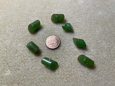 Set Of 7  Green Bakelite Buttons Tested Oblong Shape • $10