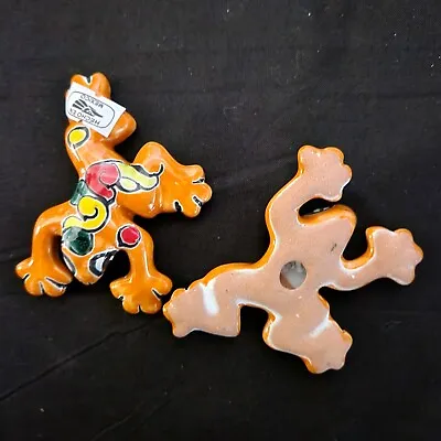 Mexican Talavera Pottery Clay Climbing Frog Micro Size Yellow Folk Art • $14.95
