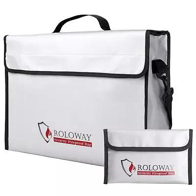 ROLOWAY Fireproof Document & Money Bags Large Fireproof & Water Resistant Ba... • $39.22