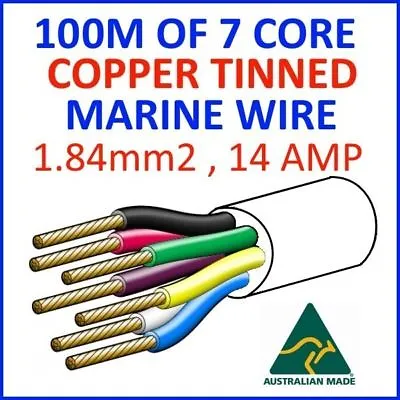 $900 • Buy 100M OF 7 CORE 1.84mm2 23/0.32 WIRE MARINE TINNED COPPER TRAILER CABLE BOAT 12V