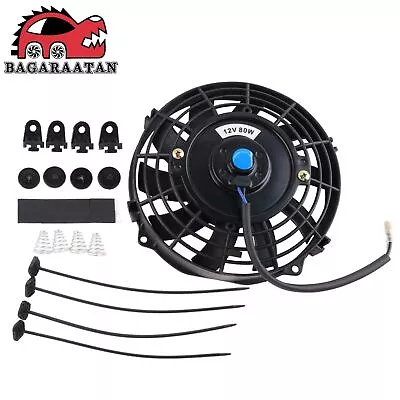 $39.99 • Buy 7'' Universal 12V 80W Electric Radiator Intercooler Fan Engine Cooling Kit Black