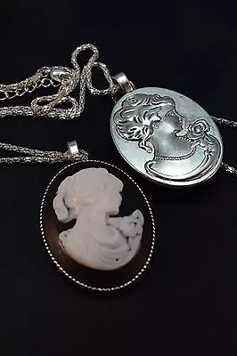 £4.50 • Buy  Large  White On Black Grecian Lady Cameo [left Facing]  [[26/6/2020]   [1]