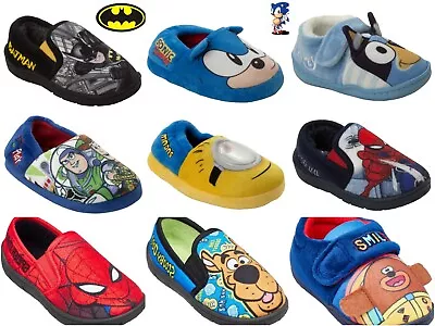 Boys Official Branded Character Novelty Slip On Slippers Infant Kids Uk Size 5-2 • £10.95