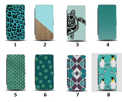 £13.99 • Buy Turquoise Green Flip Wallet Case Wood Wooden Turtles Maroon Pattern Design 8132