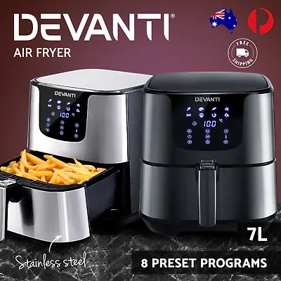 Devanti Fryer 7L LCD Kitchen Oven Multifunction Airfryer Oil Free Healthy Cooker • $104
