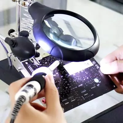 Illuminated Desktop Magnifier For Close-Up Work Reading Crafting Repair • £22.48