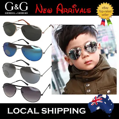 Kids Girls Boys Aviator Sunglasses Silver Black Brown Blue Mirror Reflective • $14.95