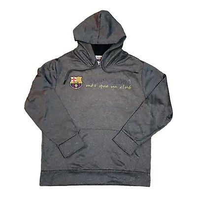 Barcelona FC Soccer Men's Size Large Gray Hooded Sweatshirt Hoodie Football • $20.28