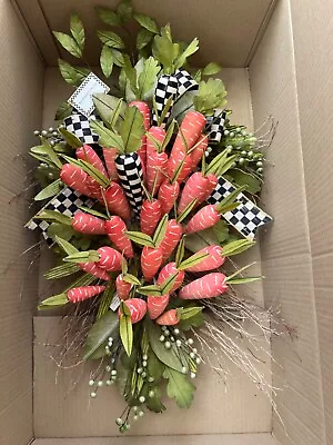 Mackenzie Childs Courtly Check Carrot Door Swag / Wreath / Topiary • $375