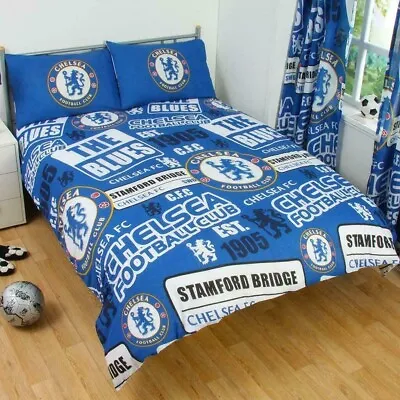 Official Chelsea FC Double Duvet Cover Bedding Set Set Boy Kid Blue Football • £24