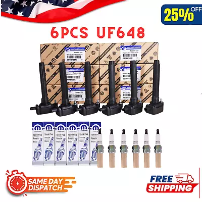 6 Pack Mopar Ignition Coils UF648 & Spark Plugs For Chrysler Jeep Dodge Ram 3.6L • $180