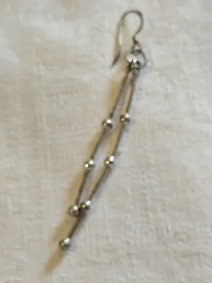 SINGLE (1 ONLY) Liquid Silver Tube And Ball Bead Native American Drop Earring • £16