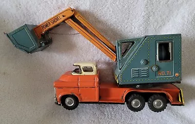 Vintage Tin Litho Daiya Power Shovel Excavator Toy Friction Truck • $110