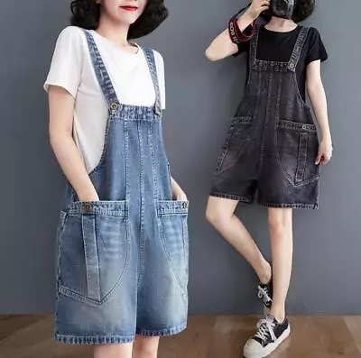 New Women's Denim Shorts Jumpsuits Overalls Bibs Suspenders Dungarees Rompers • $23.80