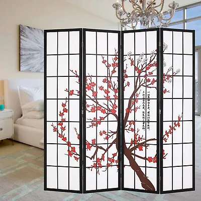 4 Panel Room Divider Screen  Folding Room Divider Panel Privacy Wooden Screen • $83.92